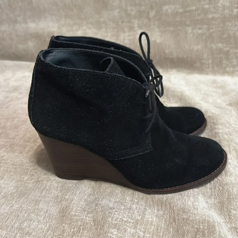Lucky Brand Black Wedge Booties